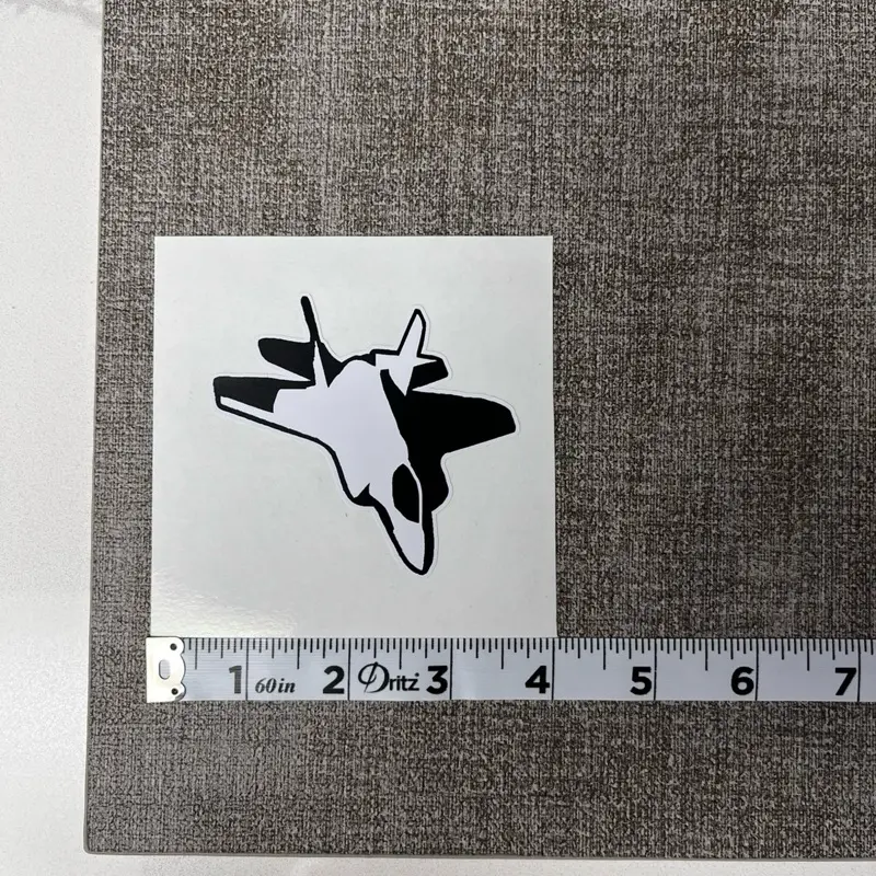 Black and White F35 Fighter Jet Sticker - Simple Design