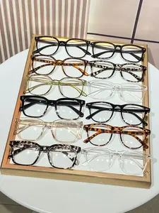 12pcs Women's Square Cat Eye Combination Frame Classic Fashion Flat Mirror, Trendy College Style Decorative Glasses, Eyeglasses Set, Fashionable Frames Glasses
