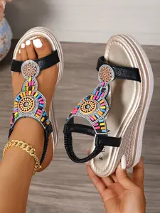 Women's Versatile Wedge Sandals, Perfect for Daily Commute, Dates, Parties, Vacations, Height-Boosting, Slimming, Stylish Streetwear, Rubber