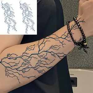 Herbal Juice Lightning Fake Tattoo Sticker, 1 Count Waterproof Realistic Botanical Pattern Temporary Tattoo Sticker, Body Art Decoration for Men & Women Sticker Tattoos