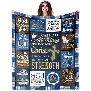 Christian Verse Blanket - Ultra-Soft Flannel Fleece Throw Suitable for Faith Believers, Bedspread Sizes, Machine Washable Cozy Religious Bedspread, Christian Gift for & 280gsm