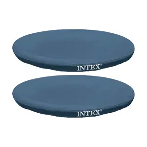 Intex 15 Foot Easy Set Cover Swimming Pool Debris Vinyl Round Cover Tarp, 2 Pack