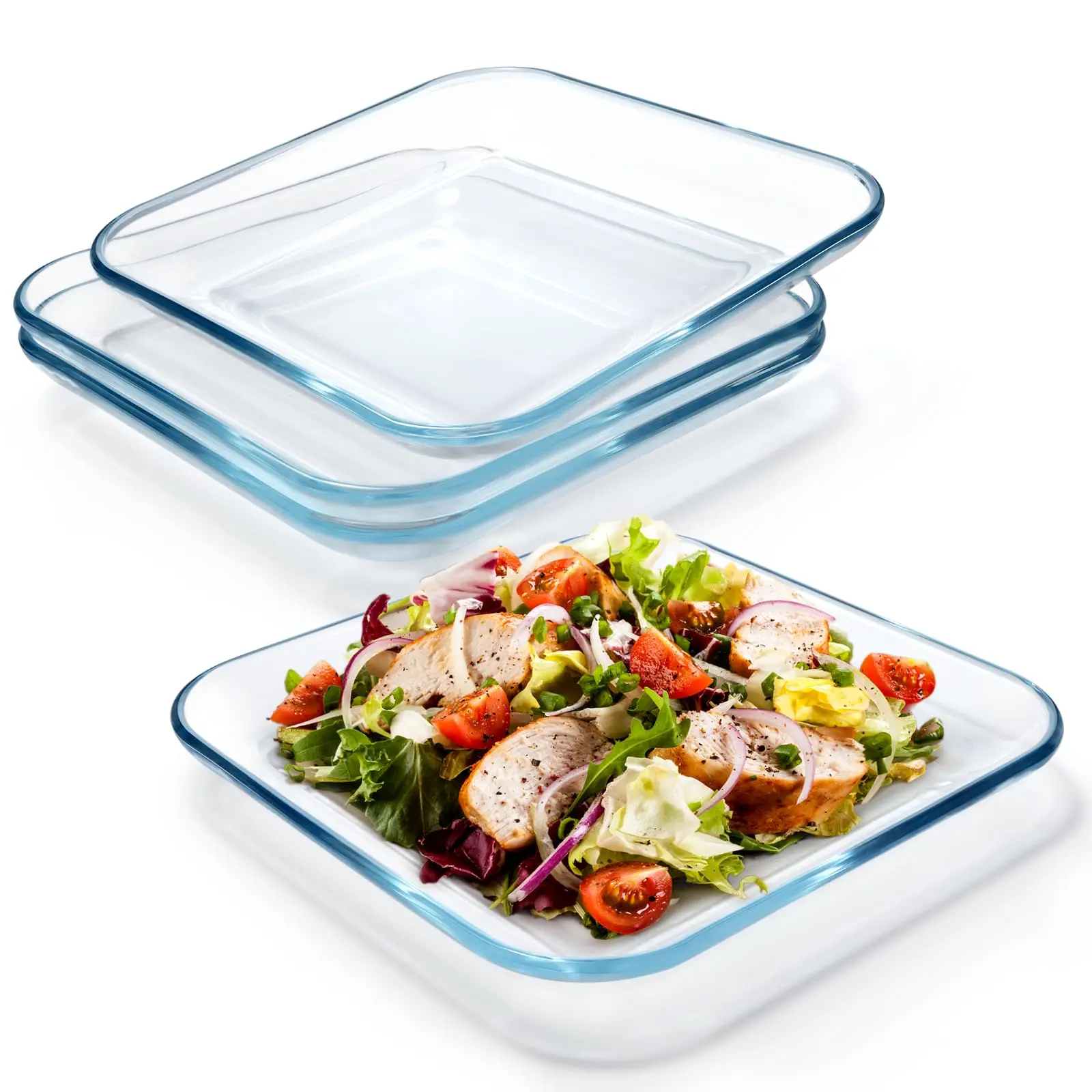 4 Pack 9 Inch Clear Glass Plates  Tempered Serving Plate Set For Kitchen Dinner Dishwasher & Microwave Safe (9" (set Of 4))