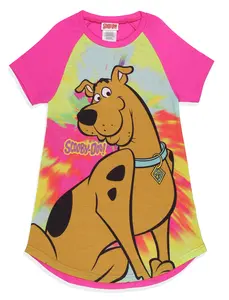 Scooby-Doo Girls' Classic Character Tie-Dye Nightgown Sleep Pajama Shirt