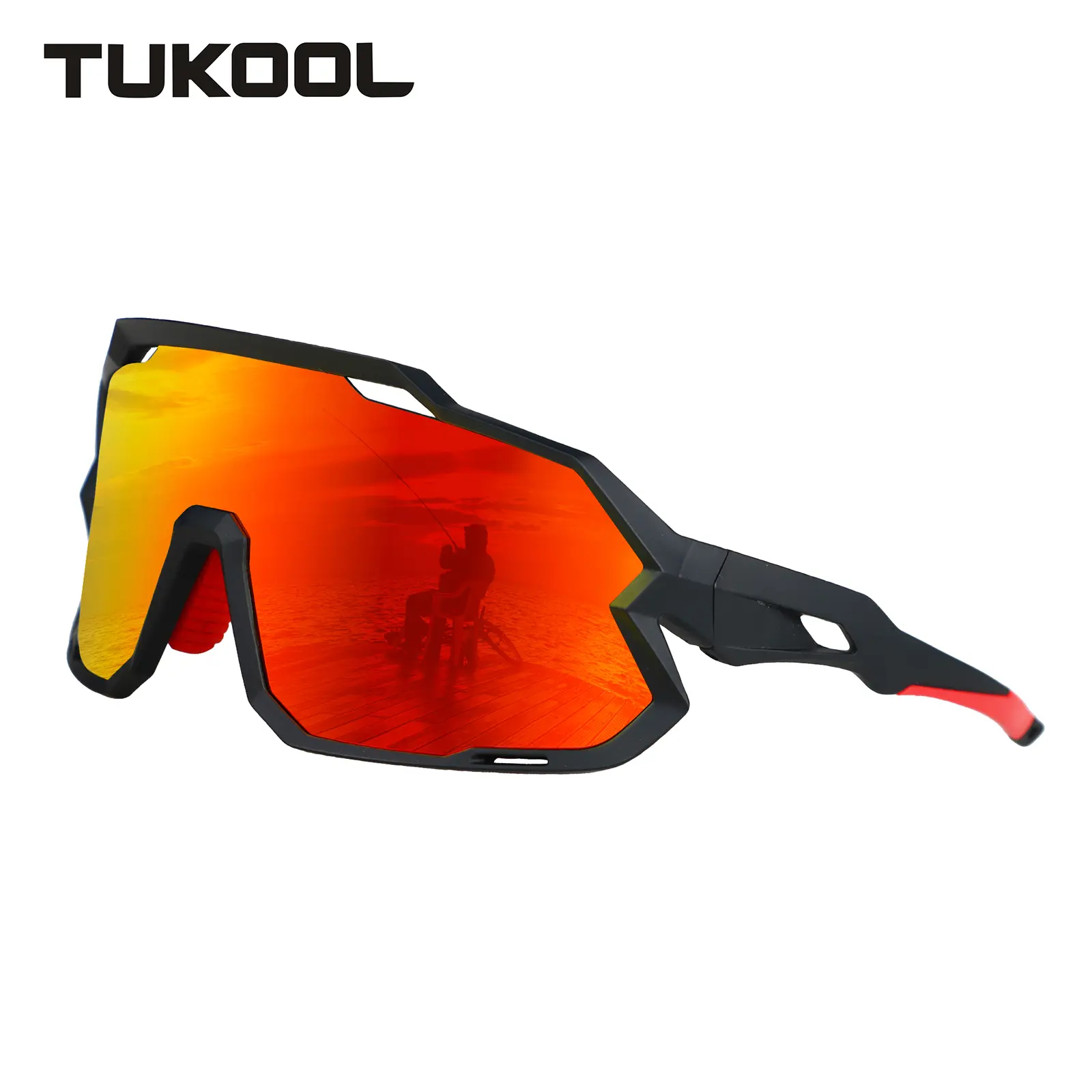 TUKOOL Cycling Glasses Men Women - TR90 Lightweight Frame Sports Sunglasses, High-Clarity PC Lenses, Anti-Fog Ventilation Wind Tunnel Design for MTB Running Baseball