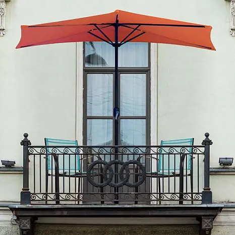 Pure Garden 9' Half-Round Patio Umbrella with Easy Crank - Terracotta