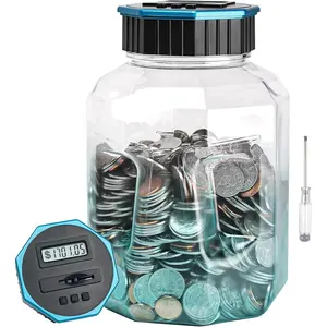 X-Large Piggy Bank for Adults Kids, Digital Coin Counting Bank with LCD Counter, 2.4L Capacity, Great Coin Counter Bank Money Counting Jar with Total Amount Displayed (G Blue, X-Large) Decor Gift Pet Ornaments