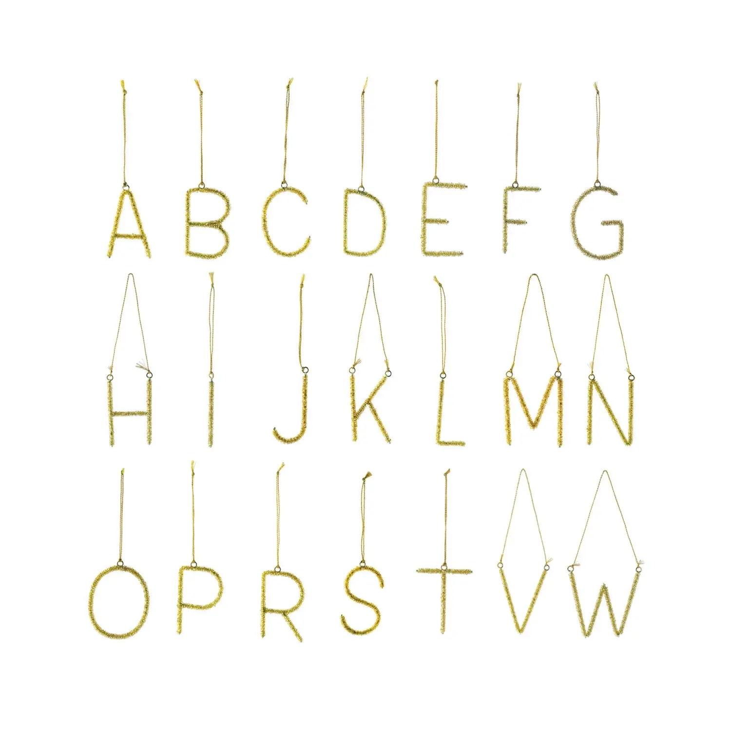 Metal Alphabet Ornament with Beads Gold
