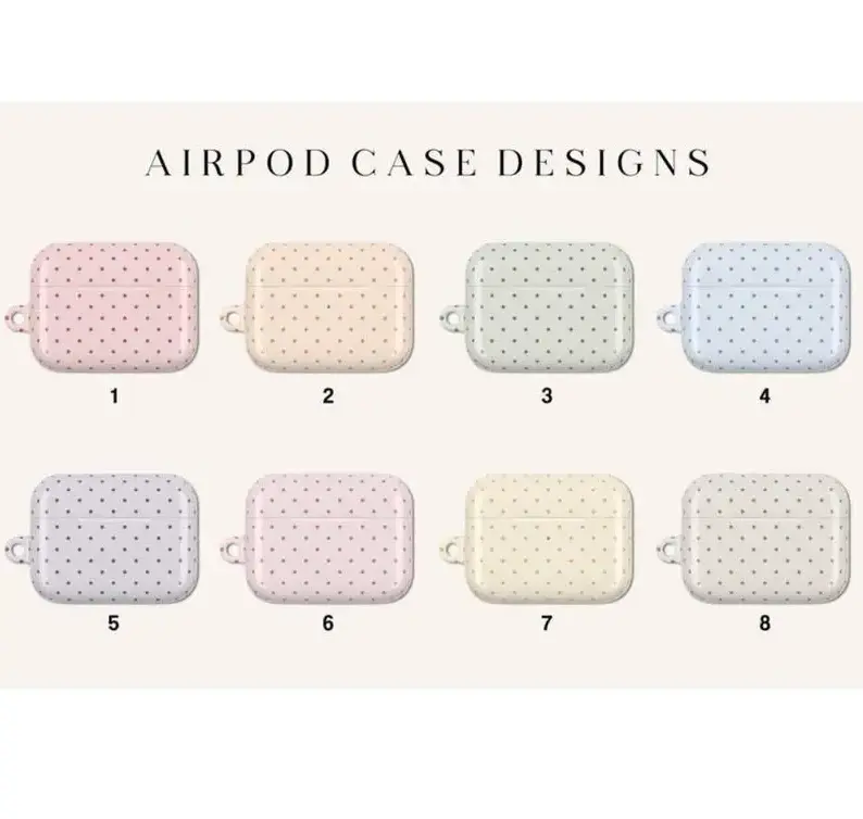 [Christian Preppy Style] Pastel Polka Dot AirPods Case for AirPods Pro 3/2/1 & AirPods 4/3/2/1, Monochrome Polka Dot Soft TPU Shockproof Protective Cover, Cute Chic Aesthetic, Wireless Charging Compatible, Gift for Women & Girls