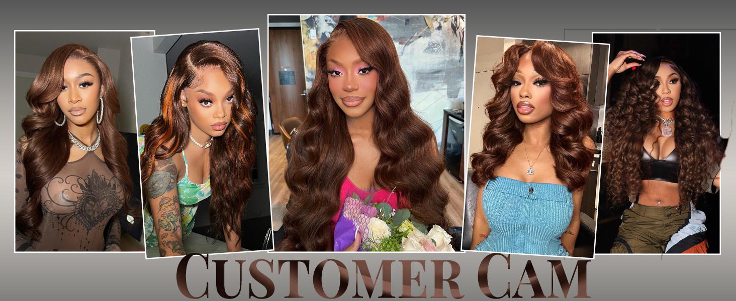 Chocolate Brown 13X6 13X4 HD Lace Front Wigs For Black Women PrePlucked With Baby Hair Body Wave Brazilian 100% Remy Human Hair