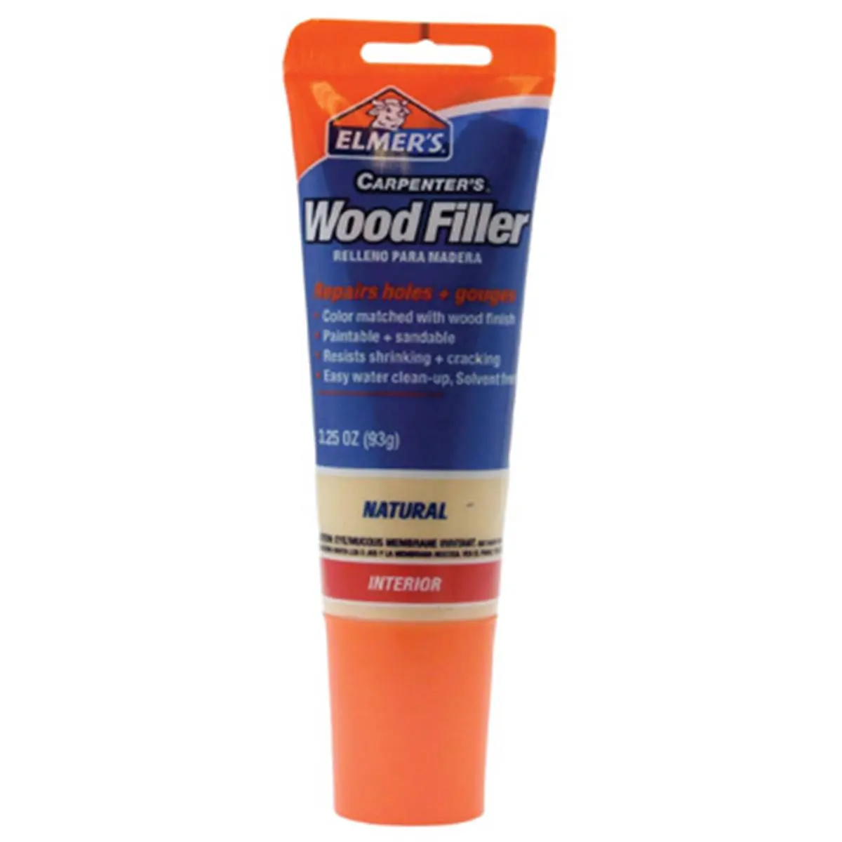 212 MAIN Elmers E868 3.25oz Paintable Surface Natural Interior Wood Filler, Easy Squeeze, Paintable Finish, Fixes Nail Holes