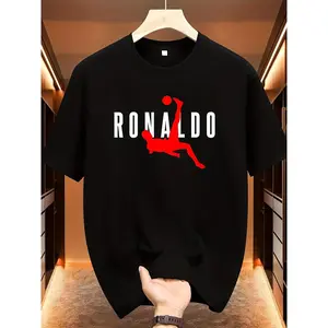 YD.S Print Cotton T-Shirt Men's Cristiano Ronaldo CR7 Signature Goal Celebration Graphic T-Shirt - Quick-Dry Breathable Stretch Fabric, Loose Fit Crew Neck Casual Summer Tee for Gym & Casual Attire