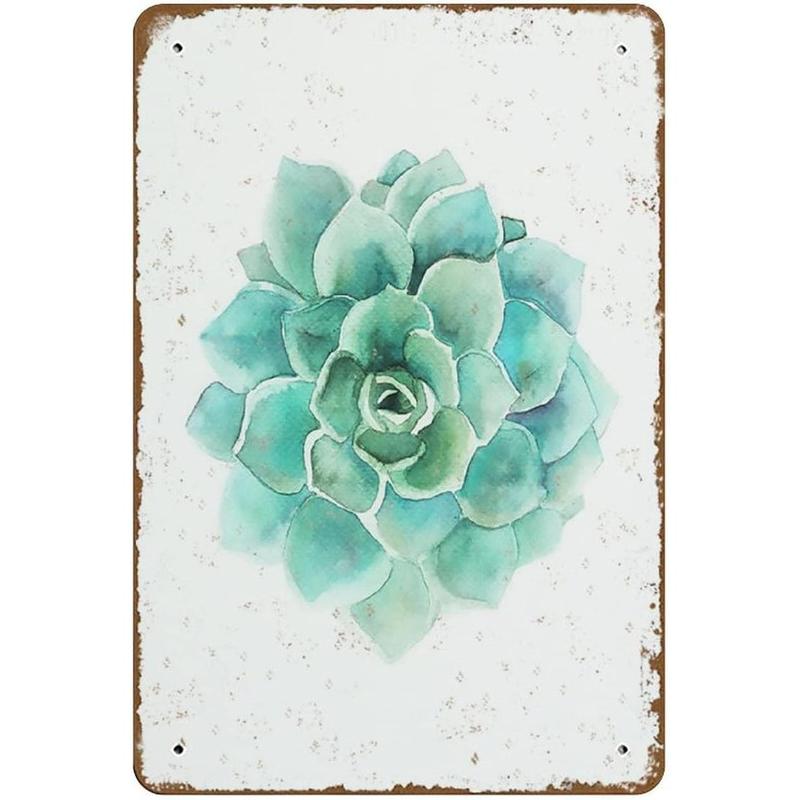 Succulent Succulent Wall Art Botanical Art Tropical Decor Succulent Watercolor Succulent Succulent Art Print MintNovelty Busted Knuckle Garage Welding Shop Retro Tin Metal Sign 8"x12"