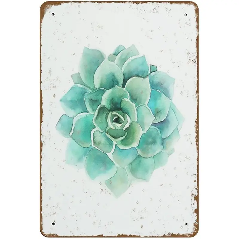 Succulent Succulent Wall Art Botanical Art Tropical Decor Succulent Watercolor Succulent Succulent Art Print MintNovelty Busted Knuckle Garage Welding Shop Retro Tin Metal Sign 8"x12"
