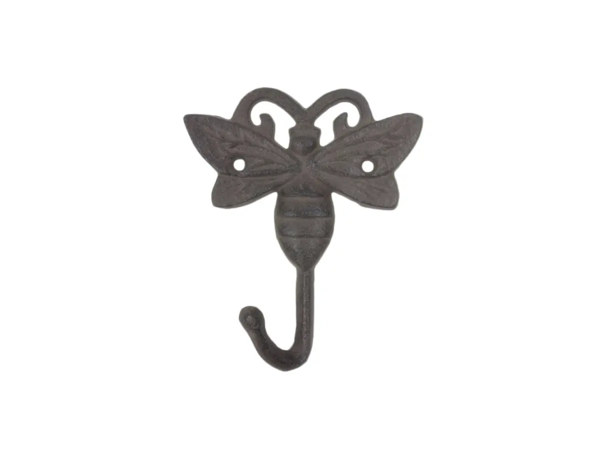 360 stand Cast Iron Bee Shape Wall Hook, 5 in. Handcrafted Decorative Metal Hook for Home Decoration & Hanging Needs, Rustic Appearance, Handmade, Space-Saving Multi-Purpose Hooks