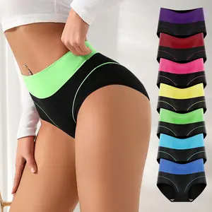 HOTCOM 7-Pack Women's High-Waisted Elastic Briefs | Breathable Soft Full Coverage Activewear Panties, Mixed Colors Womenswear, Sizes S-2XL