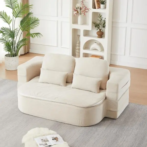 【Sub 1 packages】Niccae 75''2-in-1 Foldable Sofa,Convertible Sleeper Foam Sofa Bed with Multi Functional Blanket, Corduroy Floor folding sofa bed, Floor Sofa Lounge Sofa for Living Room Bedroom Lounge Studio
