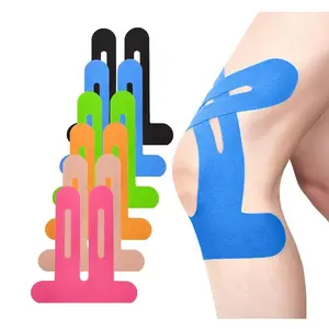 Precut Kinesiology Tape for Knees, 10 Pcs - Knee Support & Stability, Knee Pain Relief Athletic Tape - Waterproof & Elastic, Breathable Hypoallergenic Latex-Free Tape, Black