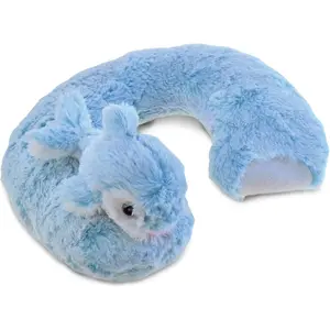 Blue Dolphin Plush Neck Pillow - Soft Travel Neck Pillow Animal for Neck & Head Support, Cute Ocean Life Stuffed Pillow Accessory for Naps, Novelty Stuffed Animal Headrest for Kids & Adults