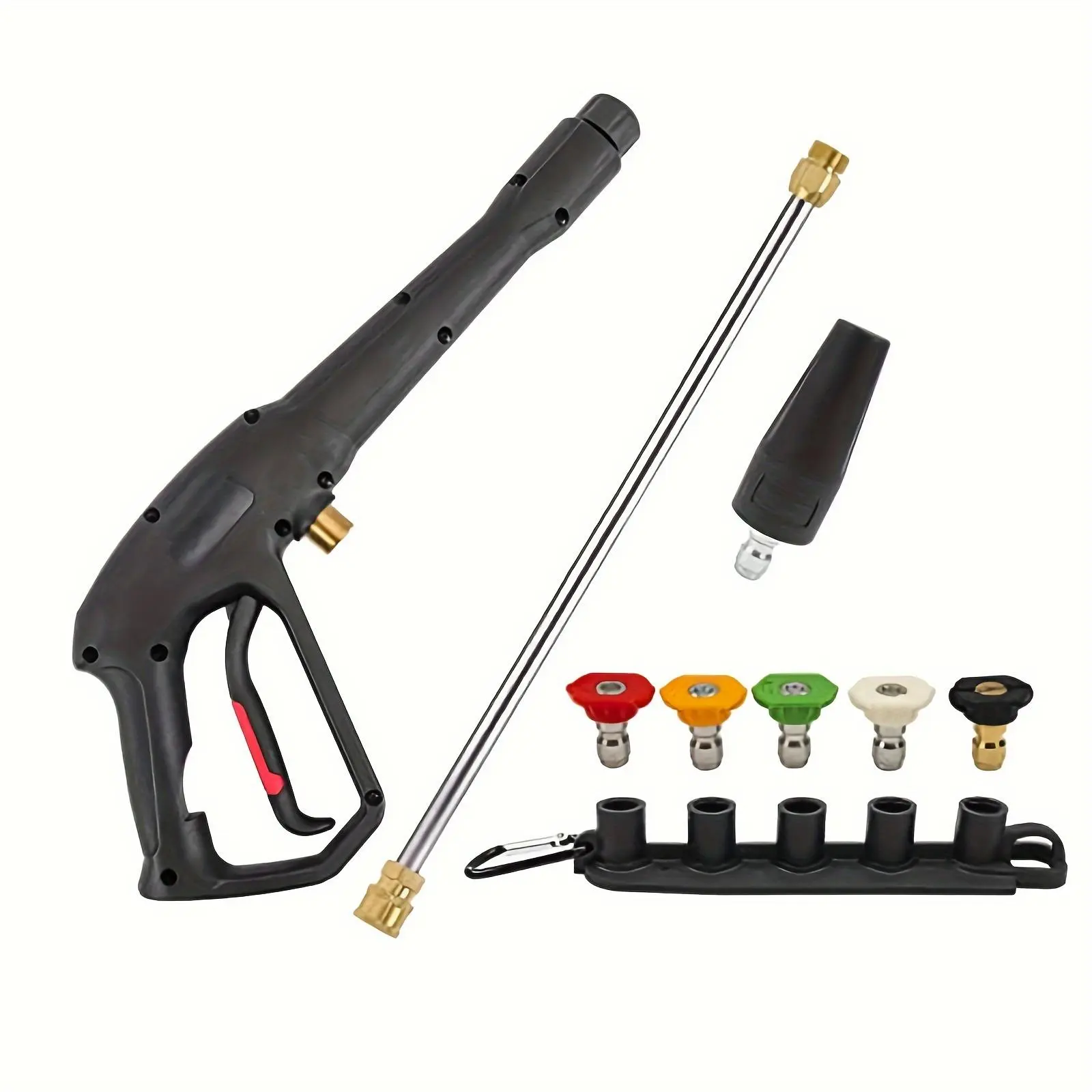This Is a Kit for a Pressure Washer That Includes a Spray Gun, an Extension Wand, Various Spray Tips, And a Turbo Nozzle, Designed to Work with Certain Models from Brands Like Greenworks, Karcher, Homelite, Ryobi, Sun Joe, And Stanley