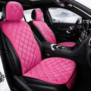 YASEENLIN 2 Seats New Car Seat Cushions with Double-Line Diagonal Squares Design Plush Material Easy Install Remove Universal for All Seasons