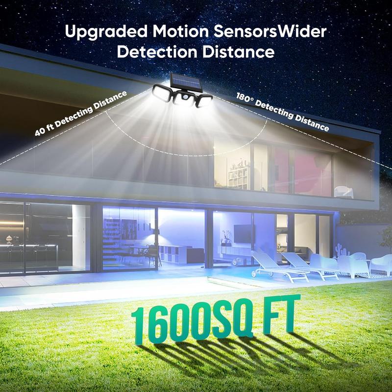 Solar Outdoor Lights Security Lights with Remote Control,3 Heads Motion Sensor Lights, IP65 Waterproof,270° Wide Angle Flood Wall Lights with 3 Modes，TikTokShopBlackFriday
