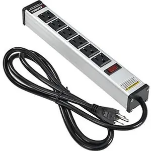 Global Industries 500881 12 In.. Aluminum Power Strip, 6 Outlets, 6-ft. Cord, Tech Accessories