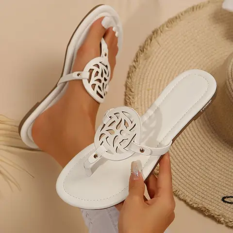 Womens Sandals Round Hollow Pattern Shoes Comfort Walking With Non Slip On Casual Summer Beach Shoes