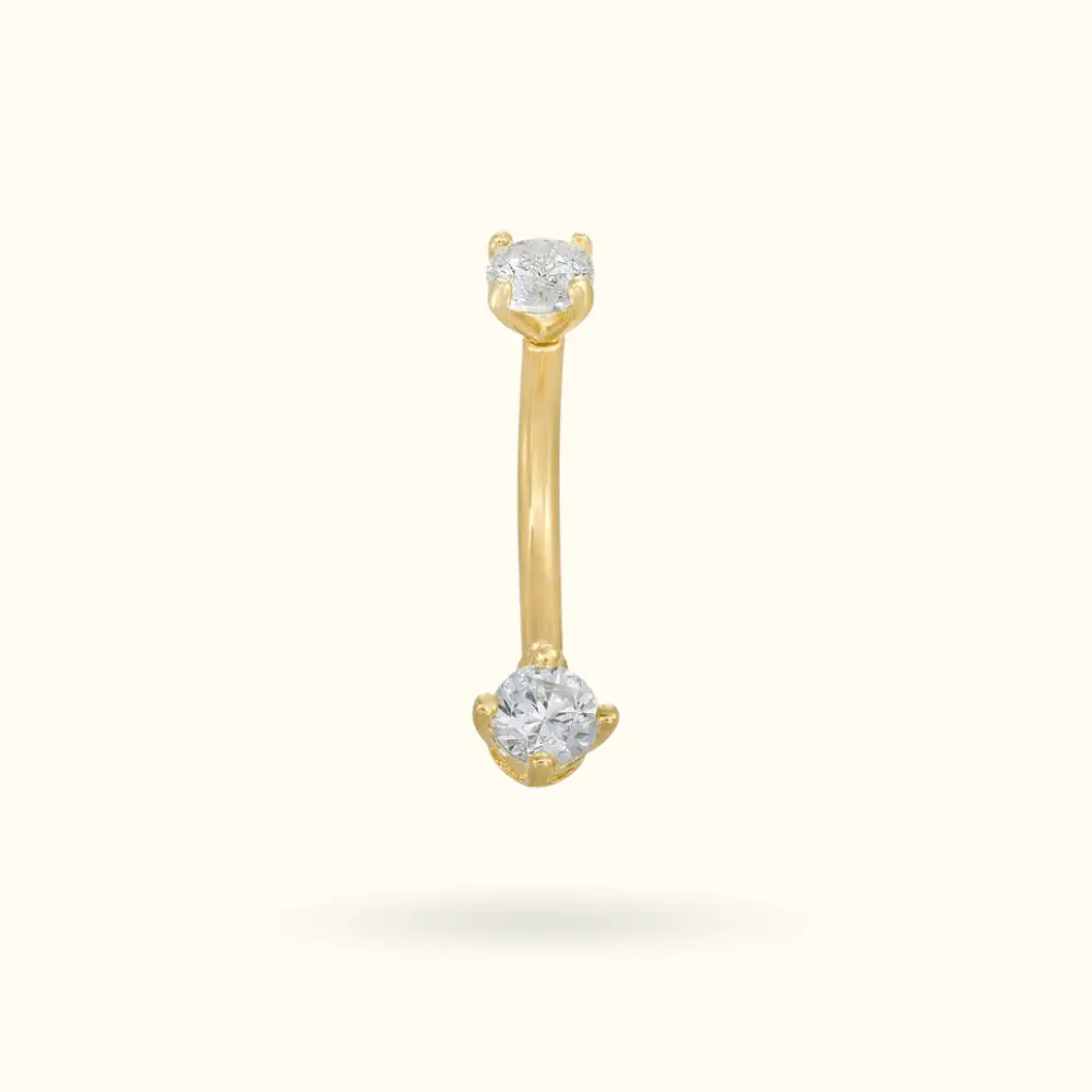 14K Crystal Rook Barbell