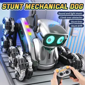 Cyberpunk Style Stunt Dog Toy, Dual Control Handle & Bracelet, Touch Ears Sound Effects, Music, USB Rechargeable, Suitable for Ages 8+