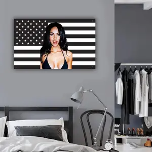 Megan Fox Black Flag | Hot Girl Poster | Celebrity Wall Tapestry with Modern Stripe Design for Dorm, Frat Room, or Bedroom Decor | Megan Fox Transformers