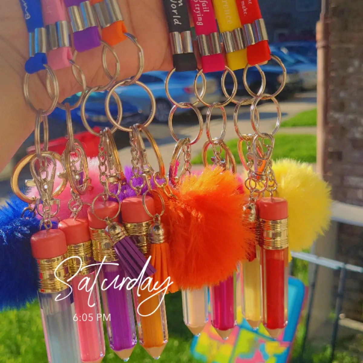 Back to School Lipgloss Keychain - Fun and Inspirational Keychain for Daily Use and Makeup Accessories - Cosmetic, Glossy, Lipstick