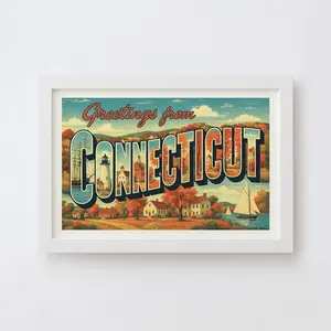 Connecticut Postcard Art Print