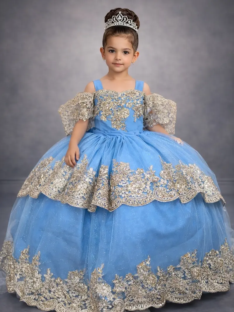 slim fit dress slacks Off Shoulder Embroidered Dress w/Cathedral Tail by Bella Princess Couture Pq1055 Royal/Gold / L