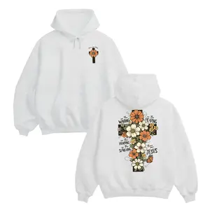 There Was Jesus Hoodie For Men For Women, Christian Cross Hoodie, Breathable Fabric Fit, Vintage Floral Clothing, Church Family Gift
