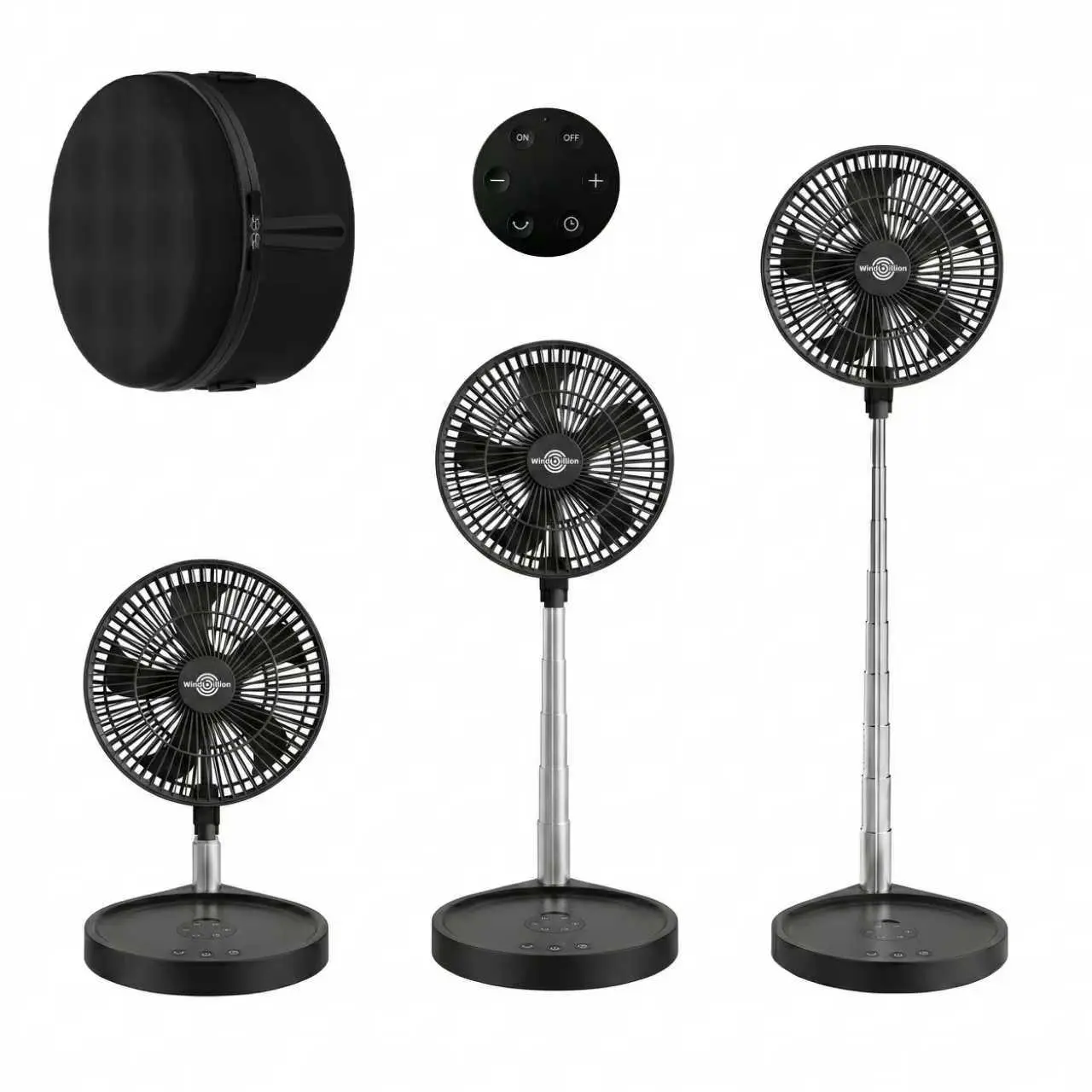 Portable Foldable Fan, 16000mAh Rechargeable 4-Speed Cordless Oscillating Telescopic Standing Fan with Remote Control, 1-8H Timer & USB Power Bank for Home, Office & Camping