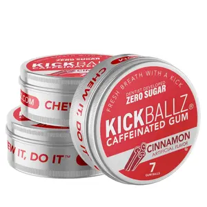 KickBallz Cinnamon Caffeinated Gum – 110mg Fast-Acting Caffeine, Sugar-Free, Dentist-Created by Dr. Bill Dorfman, 3-Tin Pack Gum
