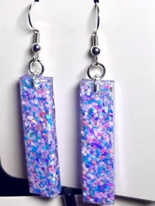 Handmade Resin Earrings - Rectangle Dangle, Hypoallergenic, Nickel Free, Lightweight Design performative jewelry