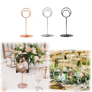 24 Pieces 3.35 Inch Table Number Holder Place Card Photo Holder Picture Name Menu Clips Memo Cards Stand for Wedding Reception Anniversary Birthday Party Centerpieces (Black/Silver/Rose Gold)