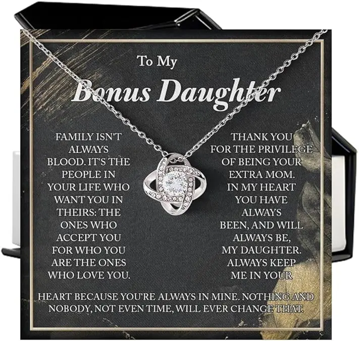 Stepdaughter Gifts from Stepdad, Bonus Daughter Necklace, Bonus Daughter Gifts, Bonus Daughter Gifts from Stepmother, Gifts for Stepdaughter, Christmas Gift Bonus Daughter