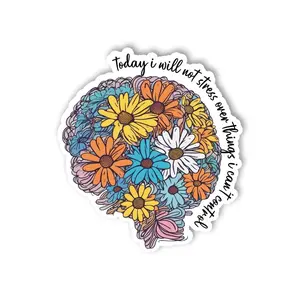 today I will not stress sticker, mental health stickers, mental health awareness stickers, mental health matters stickers, white vinyl decals for water bottles, tumbler stickers, waterproof stickers