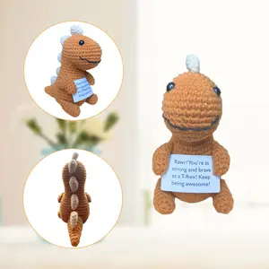 April Fool's gift chocolate dinosaur Emotional support decorative ornaments, wool hand-knitted, brown dinosau living statue