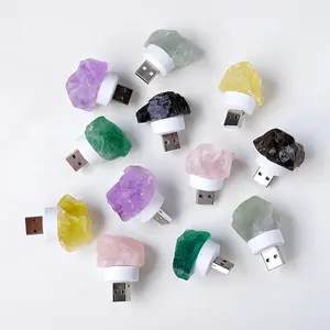 Night Light Crystal Light Healing Natural Crystal USB Lamp Bedside Lamp Gorgeous Stone Gemstone Jewelry Energy Love Girlfriend Boyfriend Souvenir Valentine Father Mother Anniversary New Year Christmas Halloween Birthday Gift