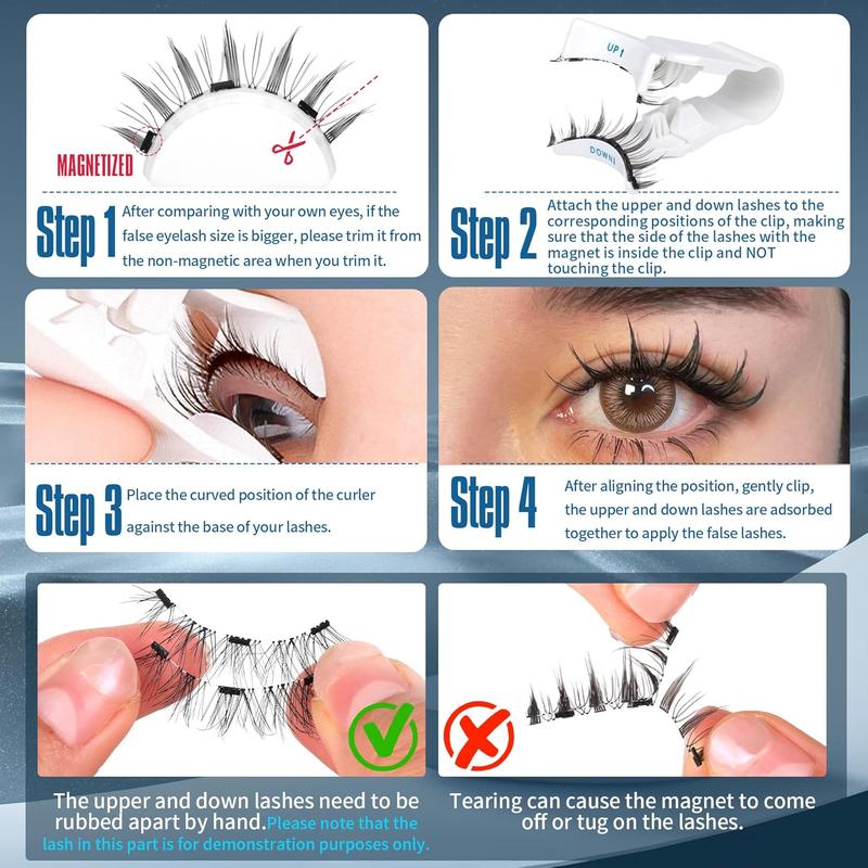 ALICROWN Magnetic Eyelashes Manga Natural Lashes Magnetic No Glue Needed Anime Eyelashes Strip Wispy False Eyelashes Magnetic Eye Lashes with Applicator Durable 1 Pair