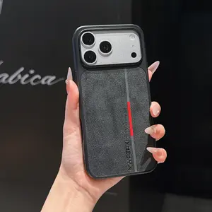 Colorblock Leather iPhone Case for iPhone 17 Pro Max, Anti-Drop Leather Cover, Stylish Protective Shell, High-End Fashion Accessory