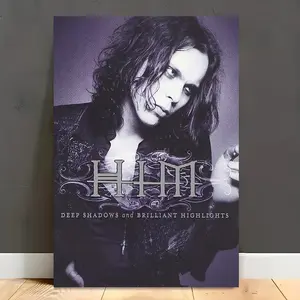 1pc HIM Band Poster - Dark and Black and Purple Abstract Pattern Print, Artistic Canvas Print - Modern Music Decoration, Suitable for Living Room, Bedroom, Office - Frameless Wall Art Poster - Gift for HIM Fans and Music Enthusiasts - 12x18inch (30x 46cm)