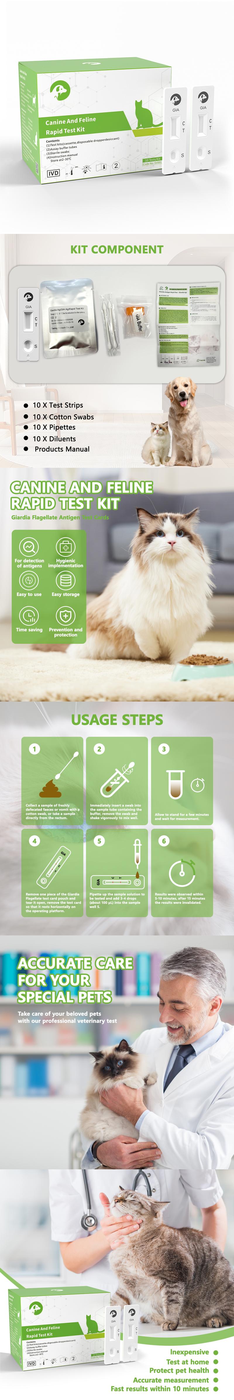 ISENVO 5pcs Canine & Feline GIARDIA Rapid Home Health Test Kit for Dogs & Cats 5 Pack Healthcare Feces Pet Health Quick Accurate Diagnosis Comprehensive Breed Health Test