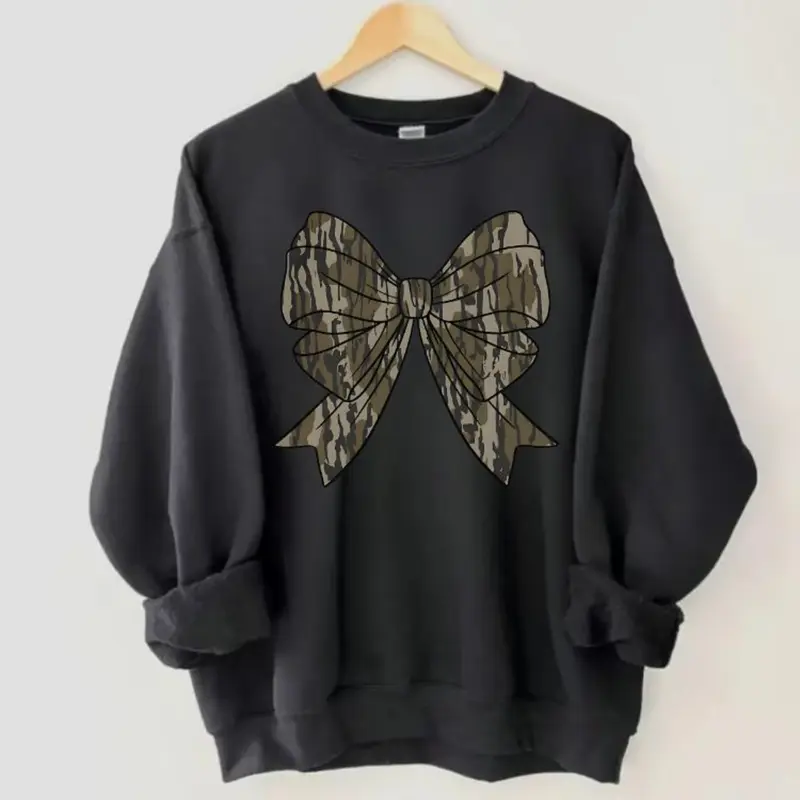 Vintage Old School Camo Bow Duck Hunting Sweatshirt, Casual Camo Top For Men Women, Multiple Sizes & Colors