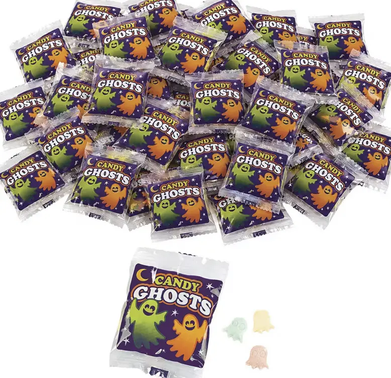 Halloween Ghosts Grape, Orange, Apple and Lemon Hard Candy - 72 Pc.