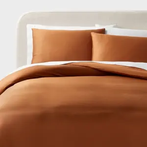 King TENCEL Duvet Cover and Sham Set Copper - Threshold: Cooling Satin Lyocell, OEKO-TEX Certified, Zippered